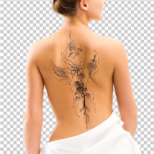 Frau rücken tattoo Der Tattoo