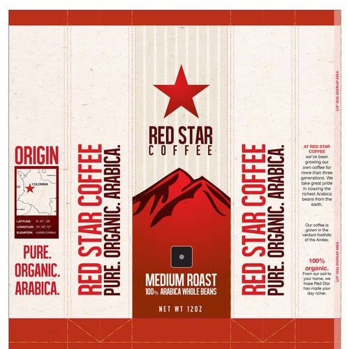 Create the next packaging or label design for Red Star Coffee Diseño de Toanvo