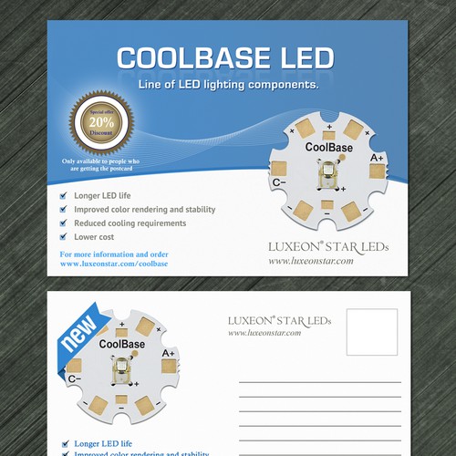 New postcard or flyer wanted for Luxeon Star LEDs Réalisé par ZOE Graphics