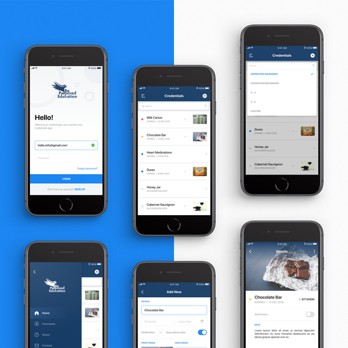 Design UI/UX for credential monitoring iOS app. Design by Ratko Batinic