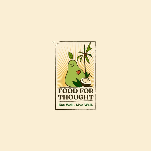 Fresh, Playful Island-Inspired Logo for Food For Thought – Organic Café & Market in the Florida Keys Design by m210297