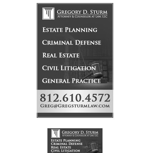 Help Gregory D. Sturm, Attorney & Counselor at Law, LLC with a new banner ad Design by AYG design