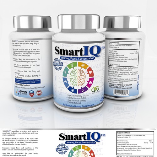 Brain Supplement Label Design Design réalisé par Modelab X