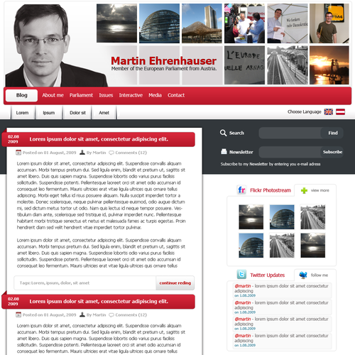 Wordpress Theme for MEP Martin Ehrenhauser Design por LETSOC