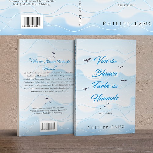 "Of the Blue Color of The Sky": Book cover for a collection of poems on themes such as loss, love, childhood and hope Design by desainbagus3