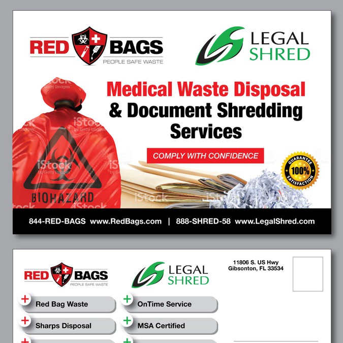 Medical Waste Disposal and Paper Shredding Postcard Postcard, flyer