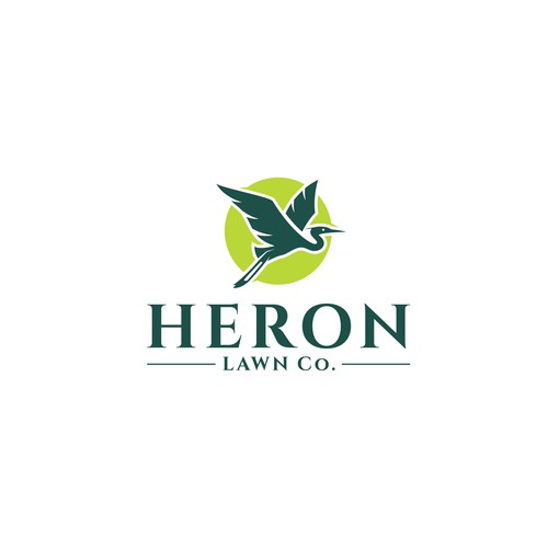 Modern Lawn Care Business with Heron Design by CreCreature