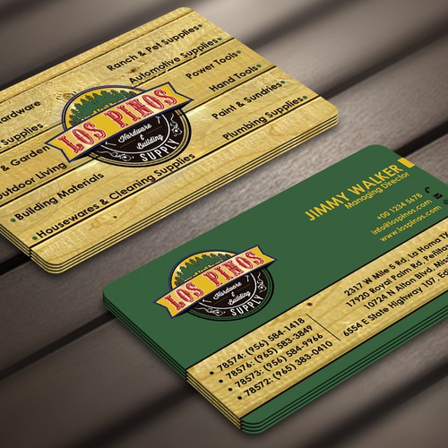 Los Pinos Hardware & Building Supply Business Card Contest! Design by Nerys Design™
