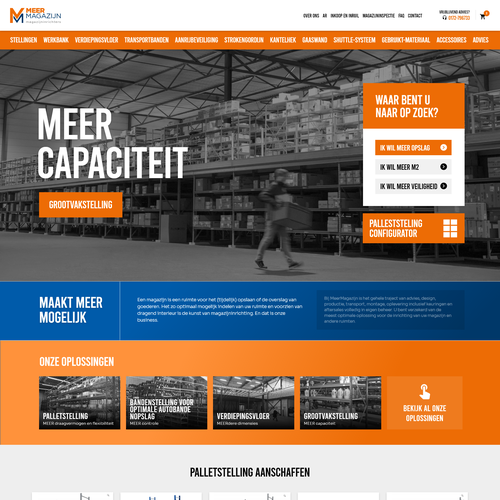 Creative website templates for a leading pallet racks company_ Meermagazijn Design by ChickenDinner