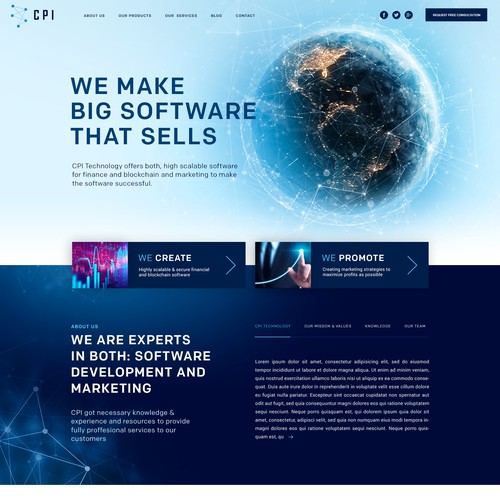 Website for software and marketing company with huge experience in crypto and finance Diseño de Noirdorn