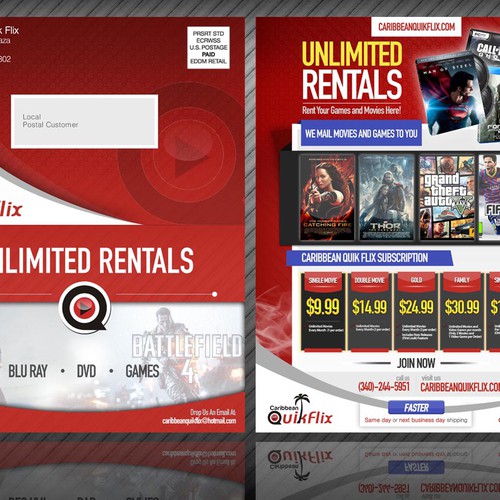carga Portal Observar Dvd/blu ray/video game rental website (kinda like netflix) |concursos de  Postal, flyer o impreso | 99designs
