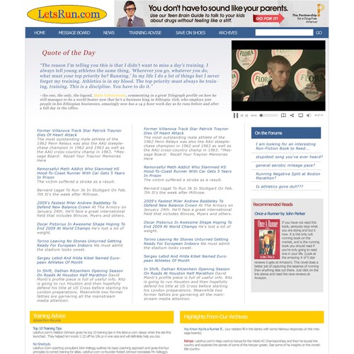 LetsRun.com Homepage Re-Design/Cleanup Diseño de Sora