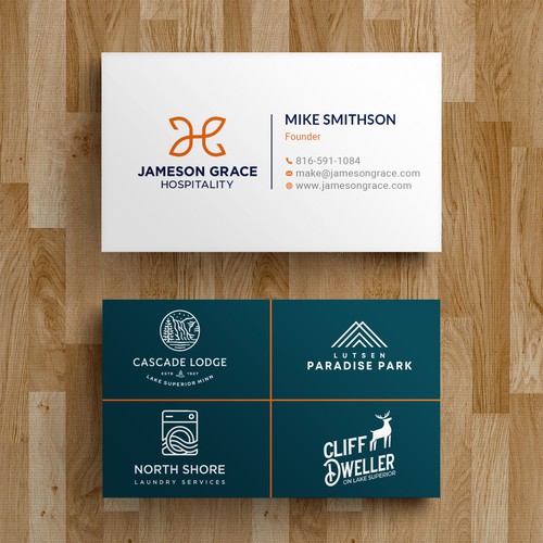 Create a modern and clean business card for a parent company with 4 subsidiaries Design by Roni_