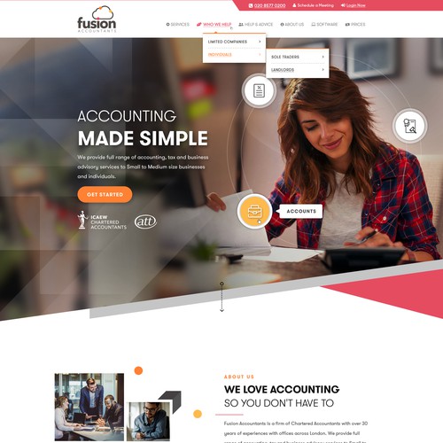 Modern top end Accounting firm website design Diseño de Webenix Solutions