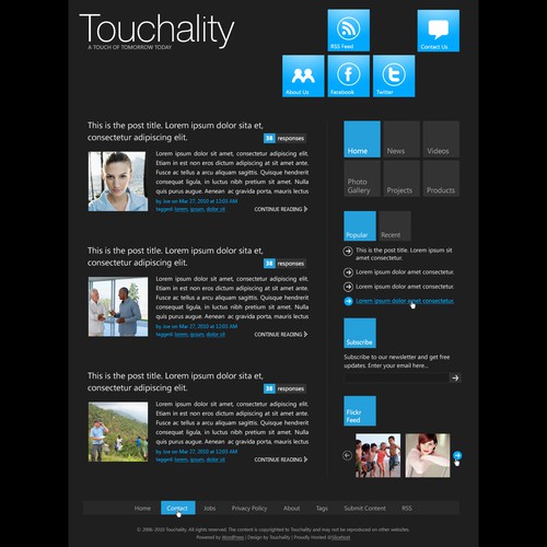 Design for Windows Phone 7 Metro UI Wordpress Theme Design by jasin242