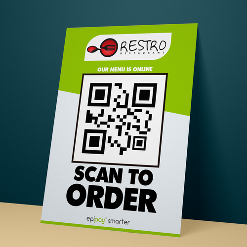 Contactless QR code store front poster to grab attention Design by Bennah