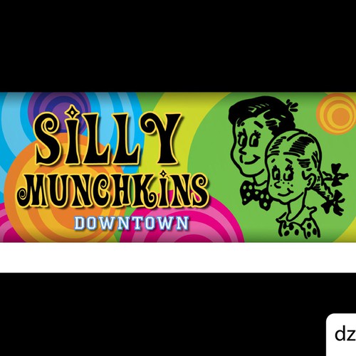Create toy store sign design for silly munchkins in alaska