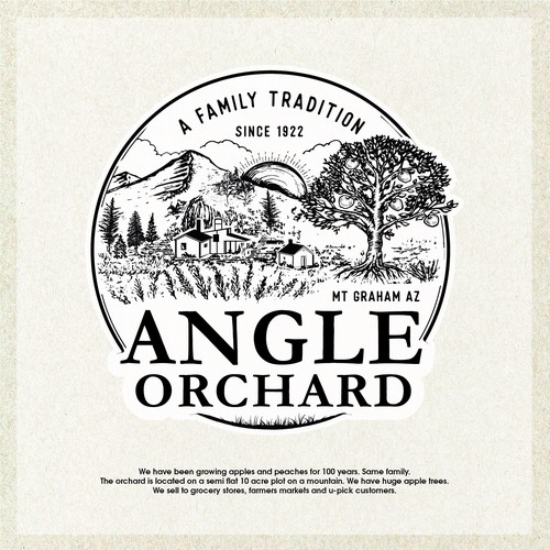 100 year old orchard logo. Design by Apoteósico
