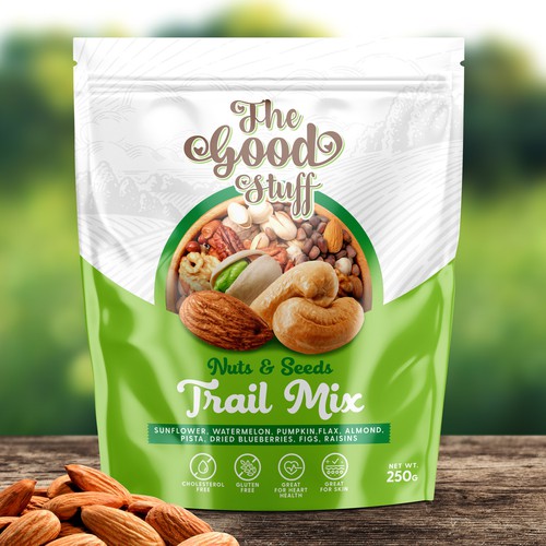 Design a standout packaging for a Nuts & Seeds Standee Pouch Design réalisé par Advant7