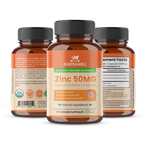 We need a "beautiful bottle label" for Zinc and Vitamin D3 supplement - Redesign Design by Designlifelk