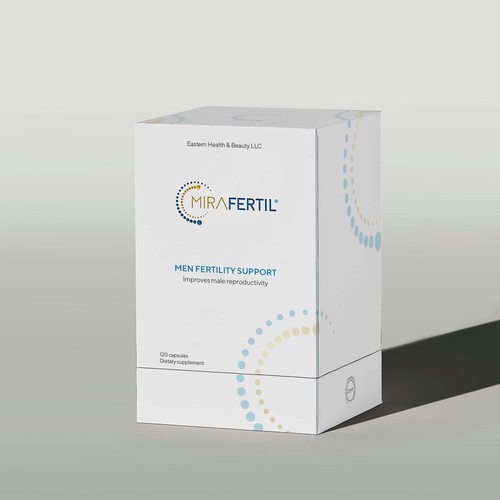 a box for male reproductive supplement improves sperm quality that look professional yet luxurious Design by ateiluj