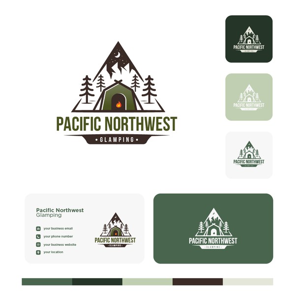 Logo for luxury glamping bisiness, PACIFIC NORTHWEST GLAMPING
