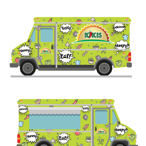 Food truck wrap for a fun entrepeneur trio of friends! Design by Ellis Scotch