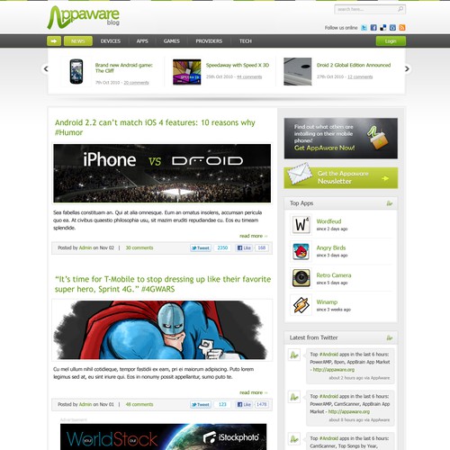 AppAware: Android and Twitter-like website Diseño de Hitron_eJump