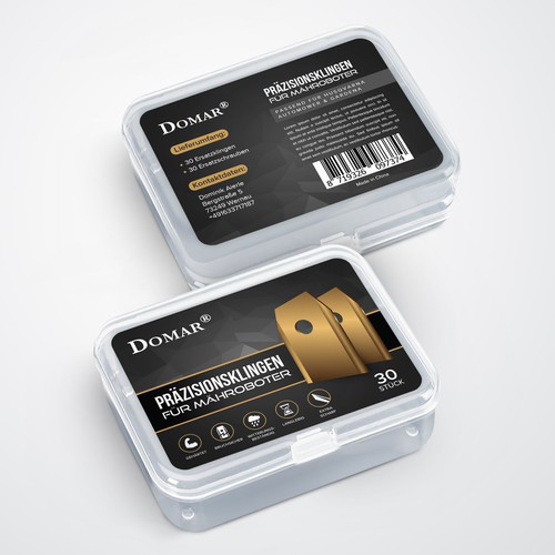 Plastic Box Labels for lawn mower blades Design by StanBranding