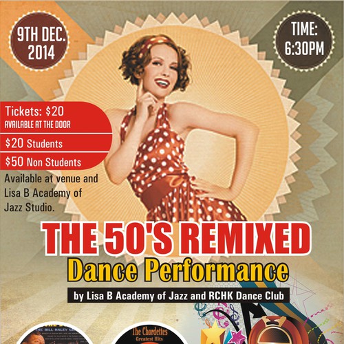 Create a poster and program for a 50's Remixed themed kids dance show! Design by swanandi2010