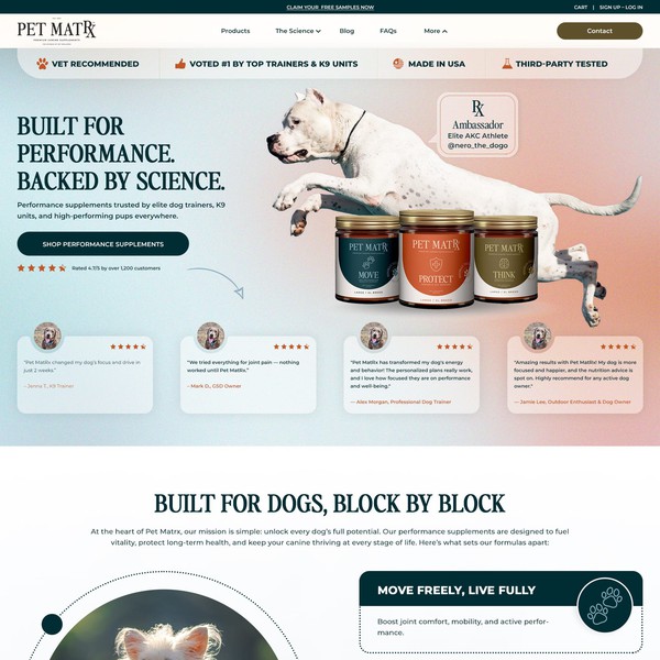 Modern Website Design for Pet Supplement