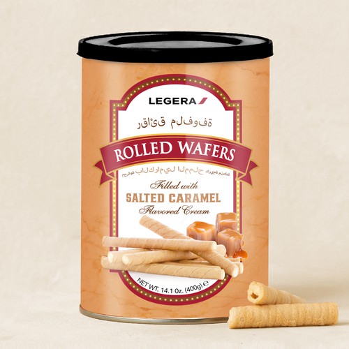 LEGERA Wafer Rolls Pack 125 gm - Salted Caramel Design by Davi Giolo ★