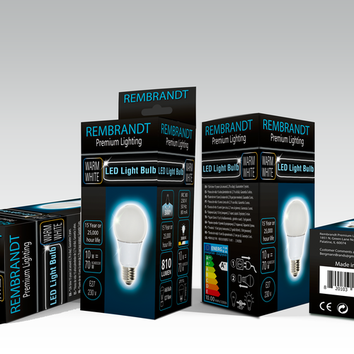 Design High End Led Light Bulb Packaging For Rembrandt Premium Lighting Product Packaging Contest 99designs