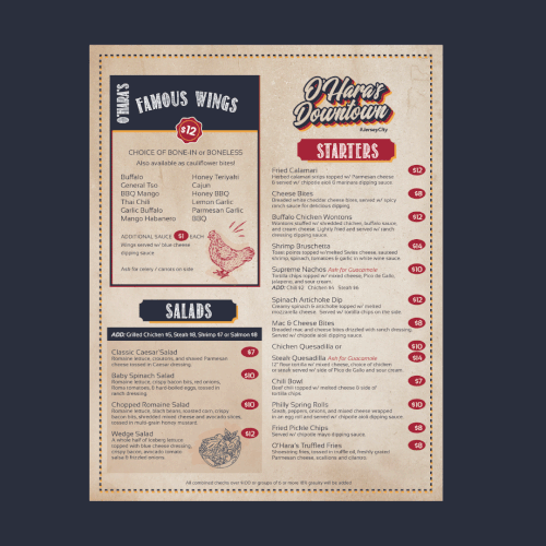 Bar & Grill Menu Design Design by Ings