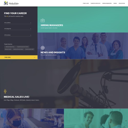 Web design for- Medical Sales Job Board, Resource Center, and Live Podcast Design por Aj3664