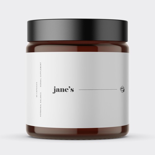 Minimal supplement label design Design by Lady Goga