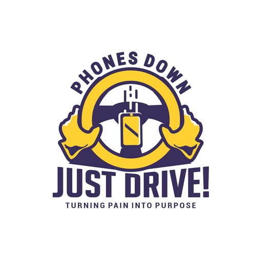 Eye-catching logo for distracted driving campaign Phones Down, Just Drive! Design by bo9art
