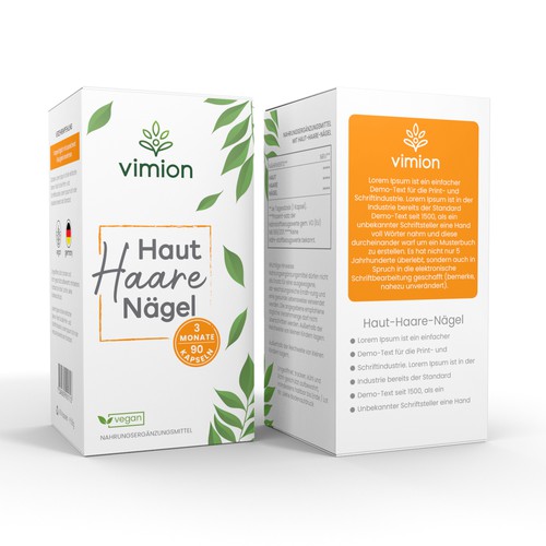 Packaging design for a German brand of high-quality food supplements Design by Packagingholic