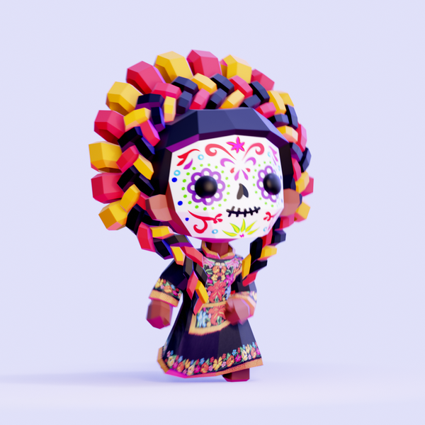3D Low Poly Mexican Doll