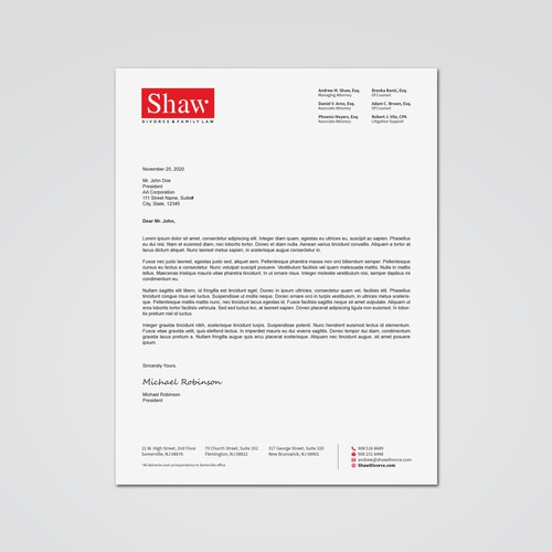 Letterhead for Divorce & Family Law Firm; Modern, Minimalist, Conservative Design Design by Tcmenk