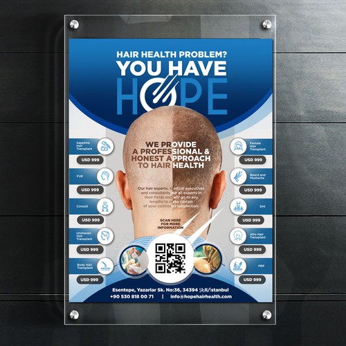 Hair transplant poster - eye catching and business orientated Réalisé par pafofo99