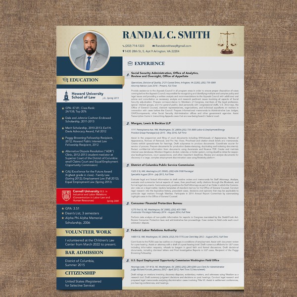 Design by HADI CREATIVE titled "Contemporary Attorney Resume"