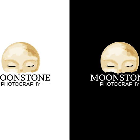 Silver logo with the title 'logo for Moonstone Photography'