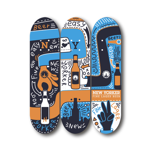 Eye-catching illustration for New Yorker Beer Skateboard Design by Volha_Petra