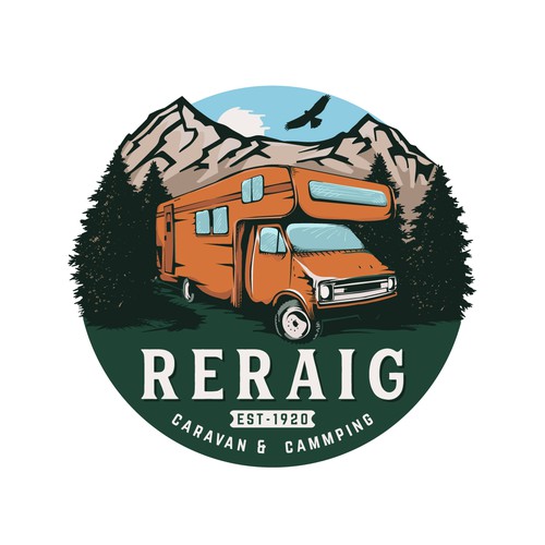 Retro RV camp logo for our new cool campsite! Design by Piccolo_Ney