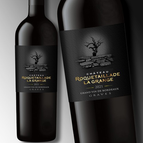 Label redesign: Attractive French Wine Label representing a carved rock Design by Debdutta*