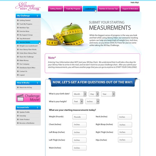 Create the next website design for Skinny Fiber 90 Day Weight Loss Challenge Design by Clouds