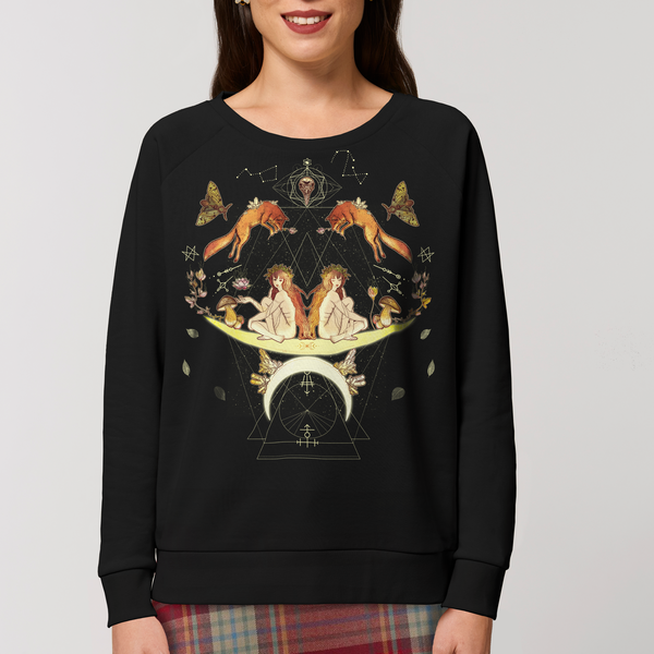Moon Child - Mondkind - Schwarzes Sweatshirt aus Bio Baumwolle für Frauen 
