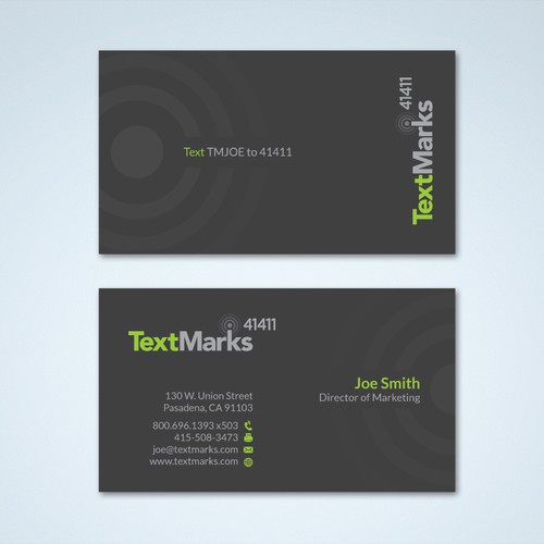 Create new business cards for text message provider Design by Tcmenk