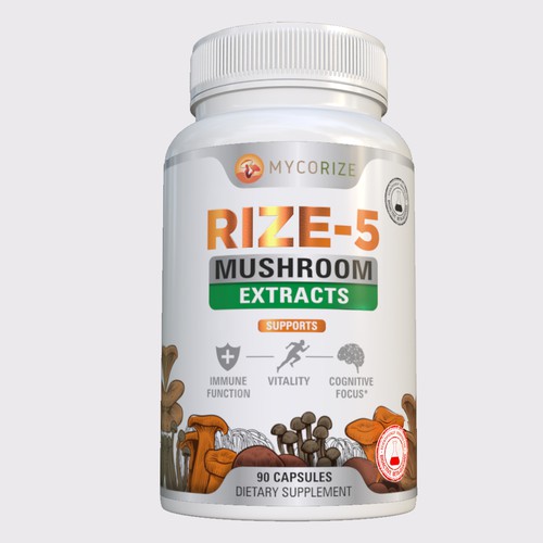 Mushroom Supplement Label Needed! Clean & Modern with a creative flare! Design by Aalamvision